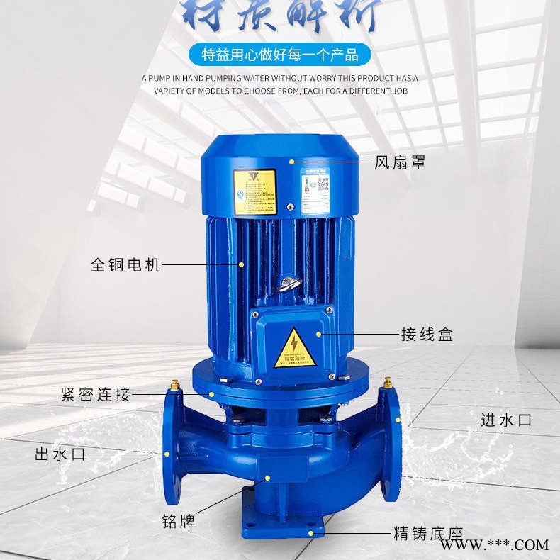 销售ISG200-400A型管道泵 单级单吸立式清水泵 工业用泵 铸铁电动离心泵 管道泵专业生产厂家 博泵泵业 消防增压图1