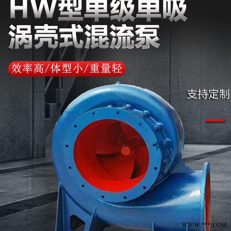 大流量农田排灌离心泵 博泵销售定制200HW-12型混流泵 单级单吸卧式涡壳式铸铁电动泵 封闭式叶轮喷射泵图1