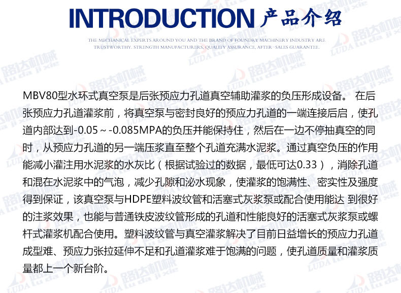 预应力真空泵 MBV80真空压浆泵 桥梁孔道压浆真空泵 厂家直销示例图2