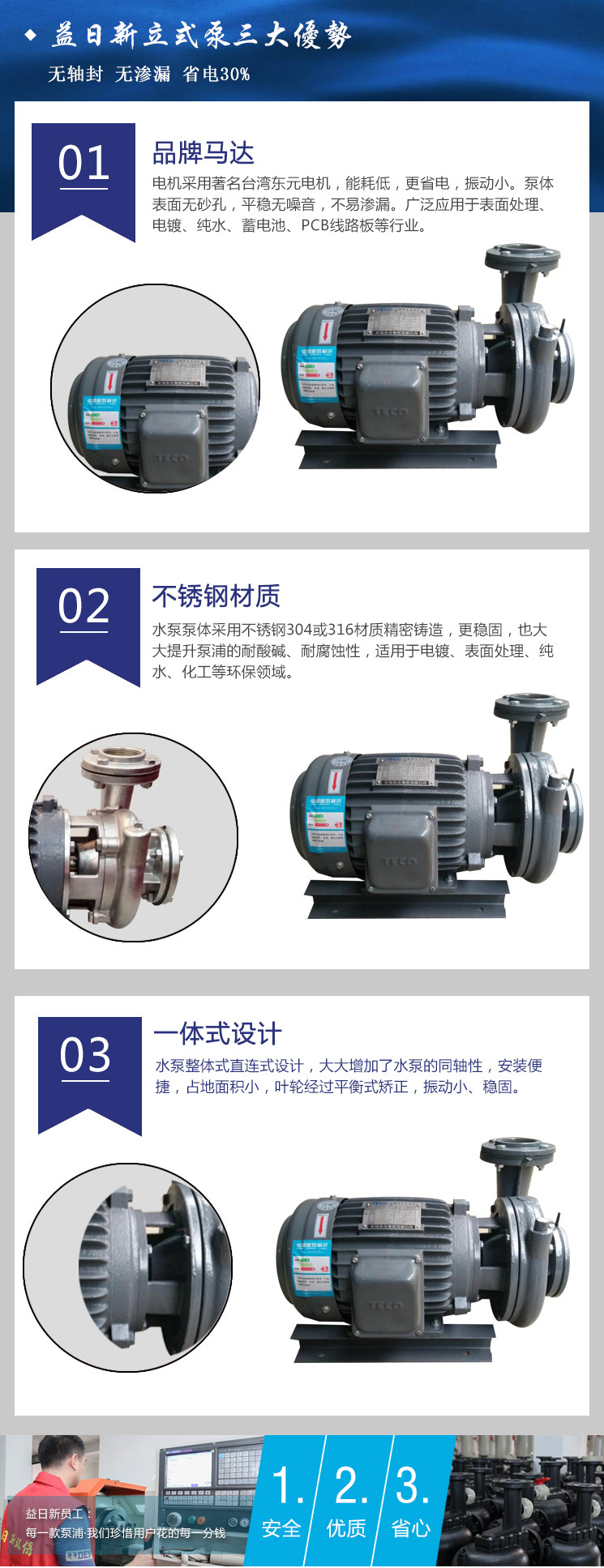 批发定制 益日新SUS316/304不锈钢卧式离心泵 单级 大流量泵示例图6