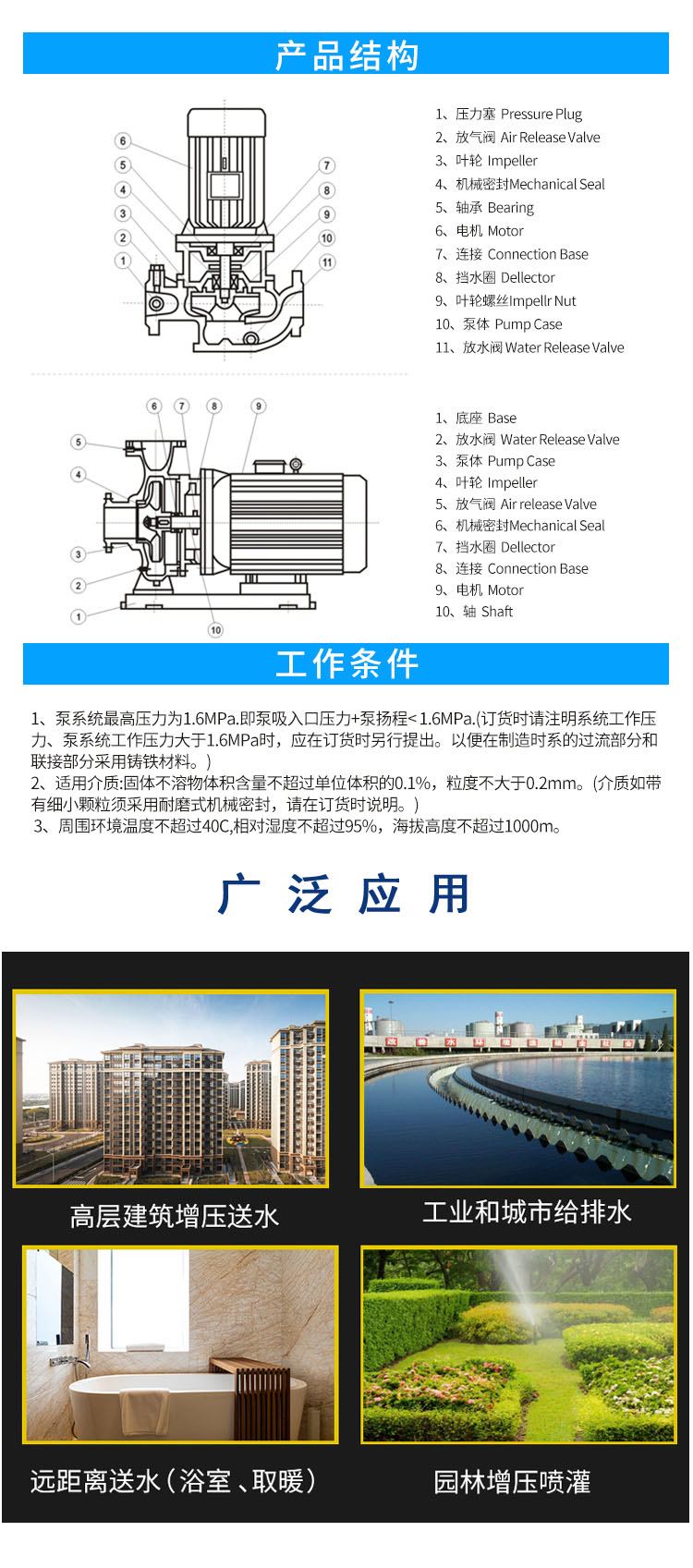 卧式单级管道泵 卧式管道增压泵价格 直联泵示例图3