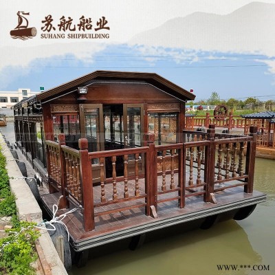 泰州画舫船厂家 景区仿古游船 玻璃钢画舫木船 内河电动观光船 水上餐厅船 商务接待餐饮船 电动画舫船 电动游船苏航定制