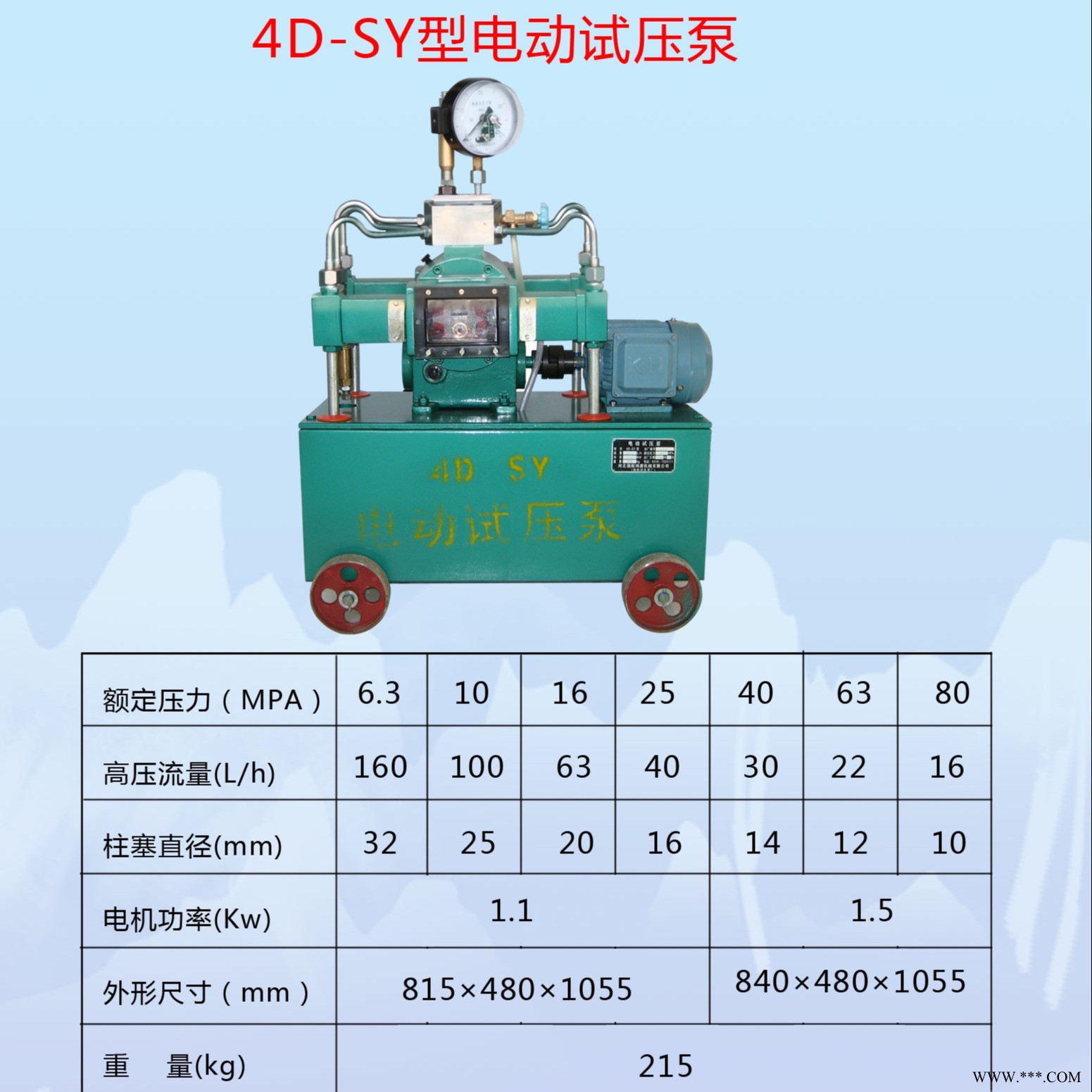 四缸电动试压泵  河北试压泵厂家  鸿源电动试压泵  4D-SY电动试压泵