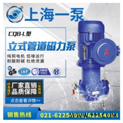 上海一泵CQB50-25L型化工管道泵 立式管道磁力泵 防爆管道离心泵