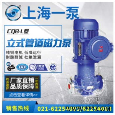 上海一泵CQB100-80L型立式管道磁力泵管道离心泵 防爆化工管道泵