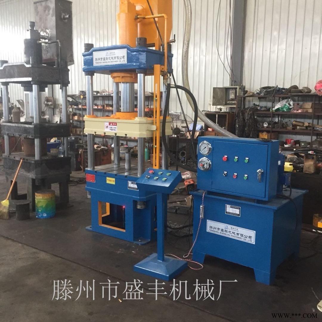 双缸四柱三梁液压机，YQ32-100T下顶缸脱模压力机，滕州盛丰定制四柱油压机图1