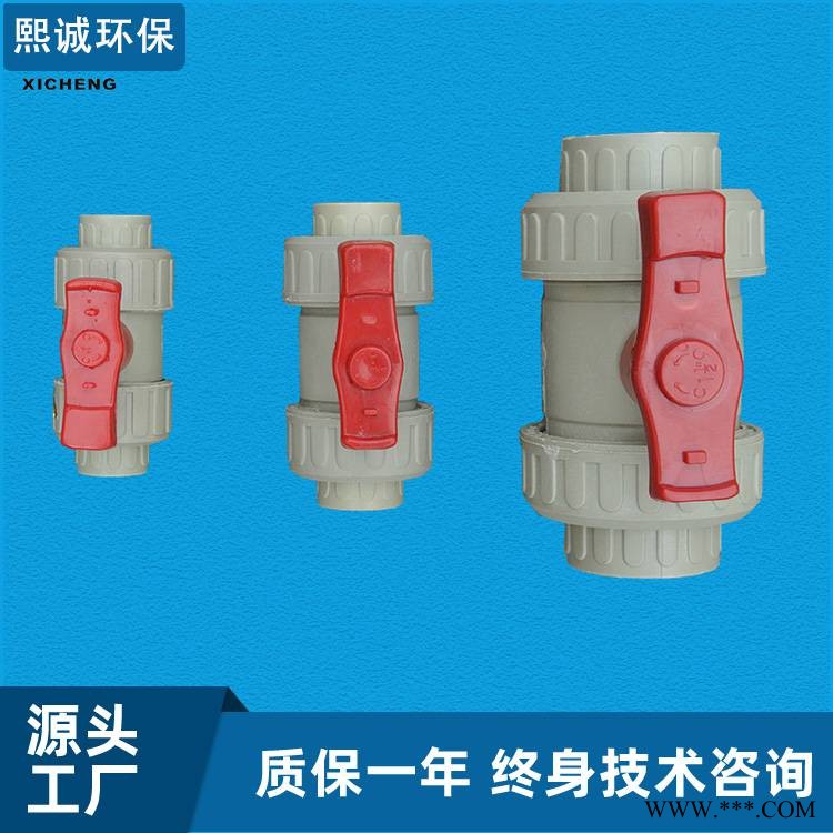 PP活接水管球阀 PP双活接球阀承插防腐PP球阀熙诚环保