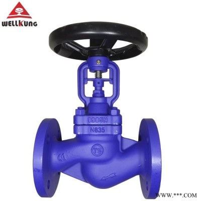 WELLKUNG玮控波纹管截止阀  WJ41H-16C双密封碳钢波纹管截止阀  法兰铸钢截止阀