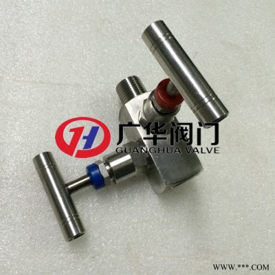 EF-4不锈钢二阀组 双阀组截止阀1/2NPT带校验孔 内外螺纹两阀组