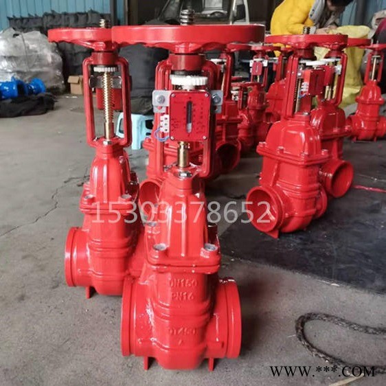 龙冠阀门 厂家直销 人防工程专用闸阀 沟槽明杆信号防护闸阀 沟槽铜芯闸阀FG81T 人防沟槽闸阀DN100 DN150图1