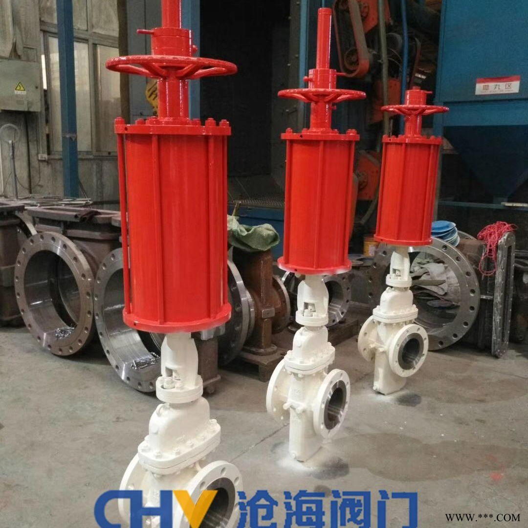 CHVJ沧海Z643F/H气动平板闸阀/气动切断阀/气动闸阀/气动不锈钢平板闸阀/气动硬密封平板闸阀图1