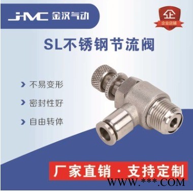 不锈钢快速快插接头 SL限流器空气阀气动管调节阀 单向阀螺纹接头图1