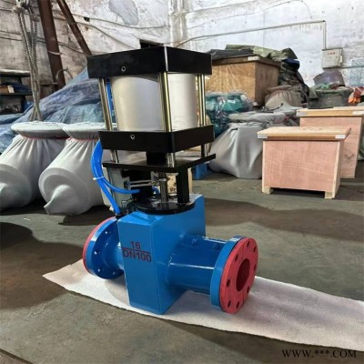 GJ641X-10 DN80 常开型管夹阀 气动胶管阀-法兰连接式