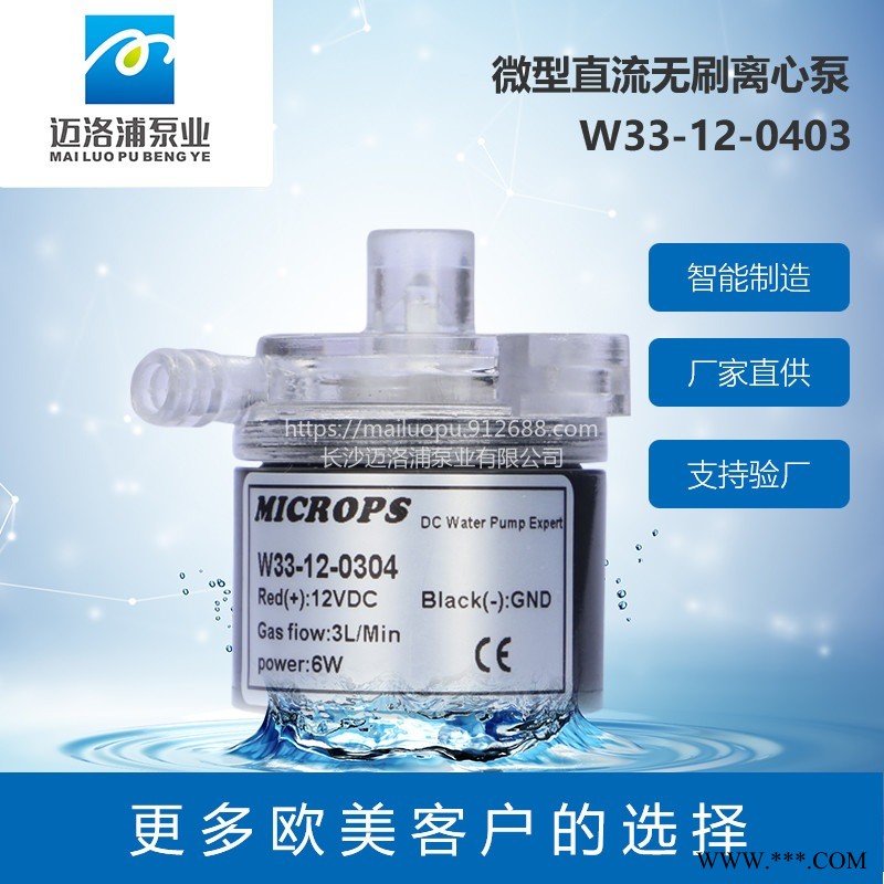 MICROPS W33直流水泵 无刷水泵 循环水泵 冷却水泵 微型水泵 小型离心泵 额定电压6v 额定电压12v