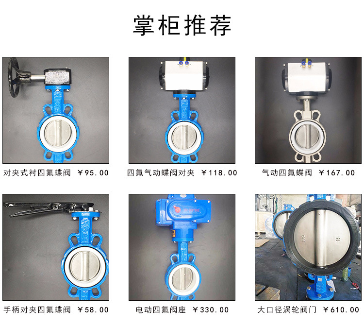 手柄对夹蝶阀D71X-10/16ZB3不锈钢板蝶阀衬四氟蝶阀D100DN150DN80示例图1