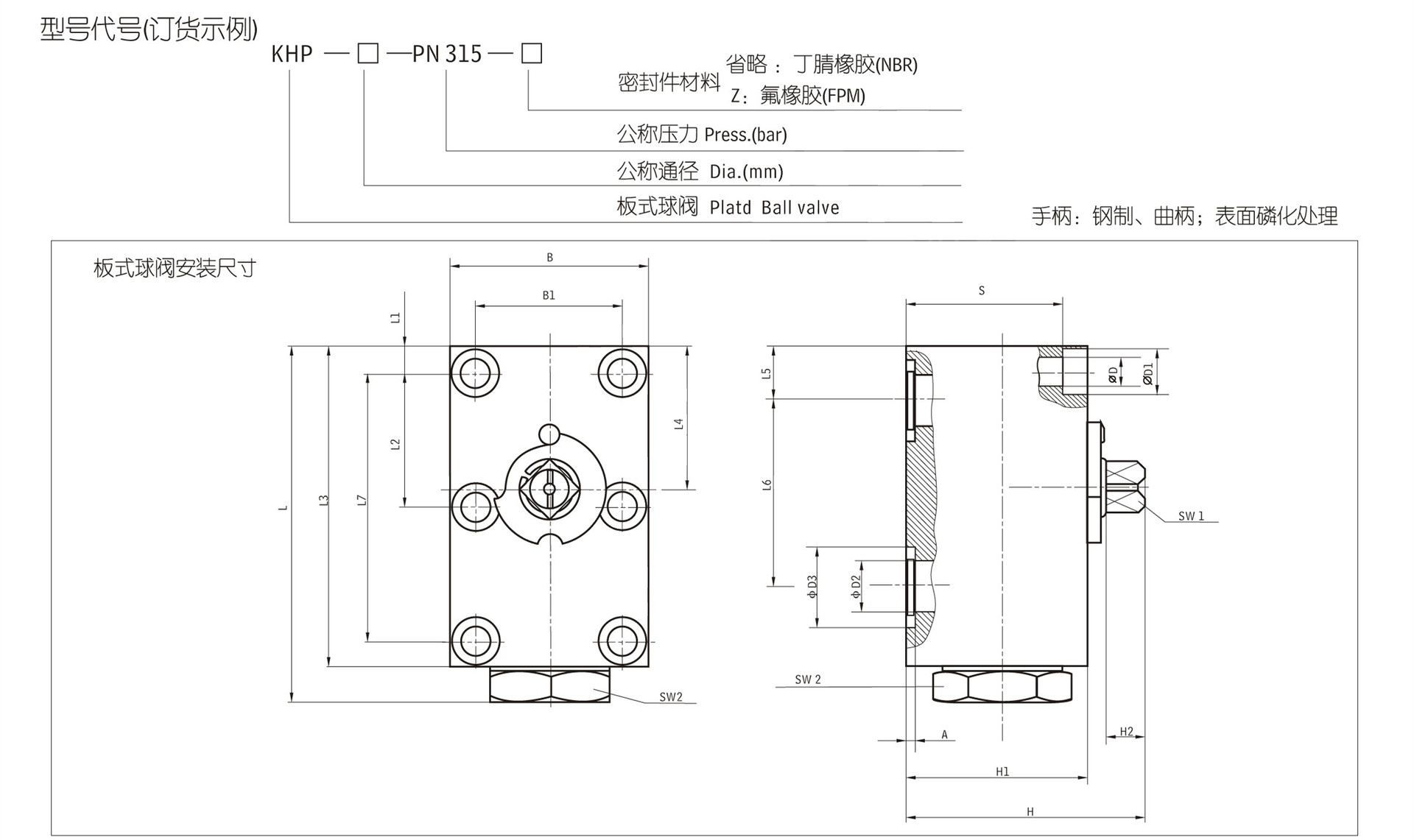 专业生产KHP系列高压板式球阀KHP-15示例图1