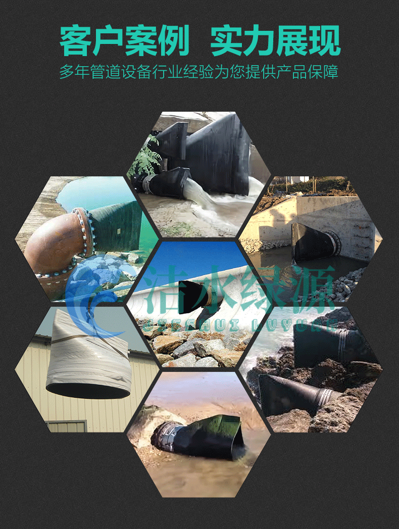 橡胶接头卡箍式洁水绿源多种型号卡箍橡胶接头,不锈钢卡箍橡胶膨胀节示例图20