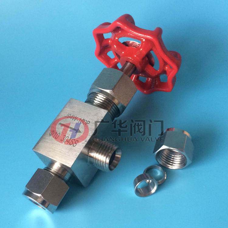卡套式直角针型阀 J94W-160P角式手动截止阀 不锈钢双卡套角阀示例图8