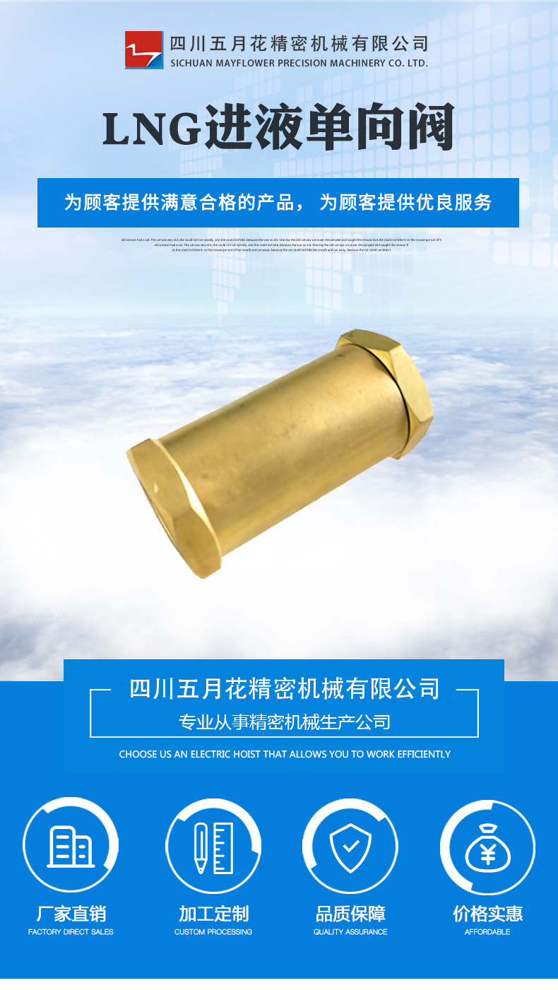 LNG 液化天然气 超低温铜质单向阀 气瓶专用单向阀 钢瓶单向阀示例图1