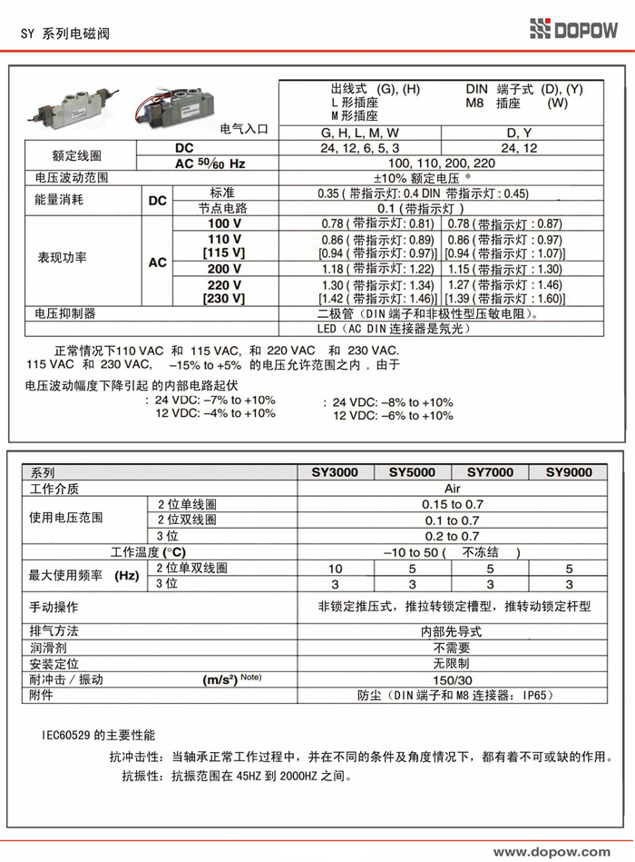 气动电磁阀 优质SY系列 电磁阀  L型/G型 220V/110V DOPOW电磁阀示例图1