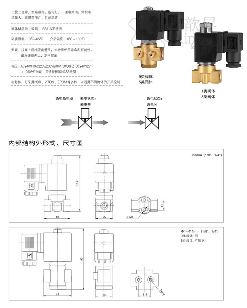 厂家直销压缩空气用电磁阀 先导式电磁阀 SLP2-3H常开微型电磁阀示例图24