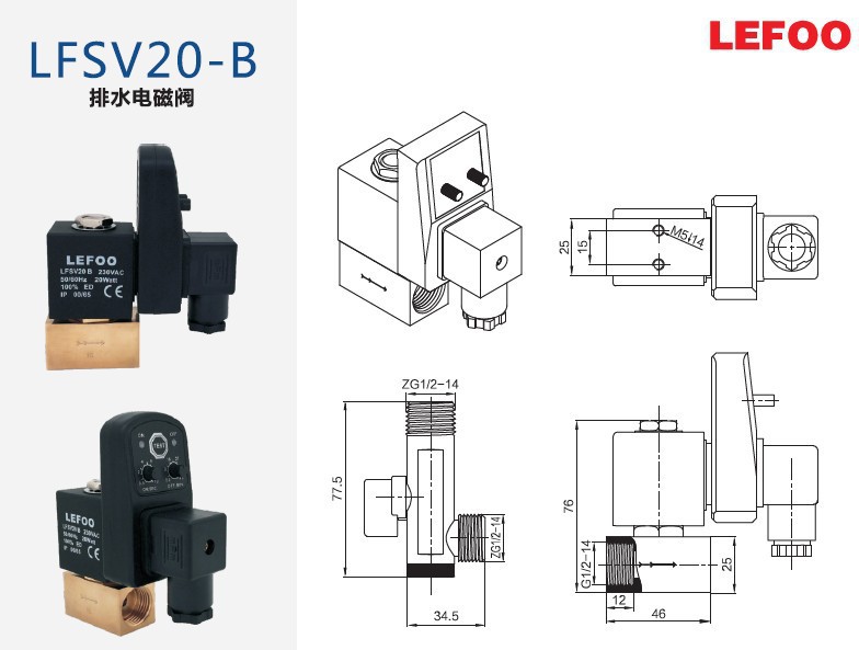 厂家直销 排水电磁阀 LFSV20-B 螺杆式空压机排水电磁阀示例图6