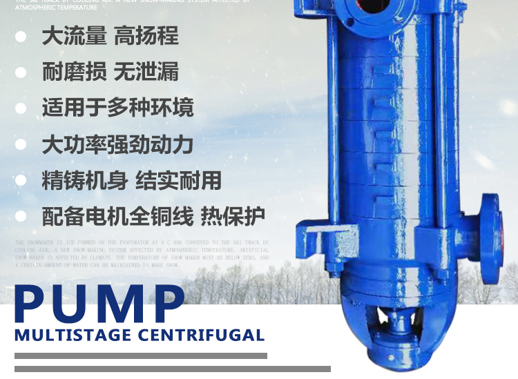 喷雾人工造雪多级泵滑雪场 D46-50X8农场灌溉清水泵高扬程离心泵示例图4