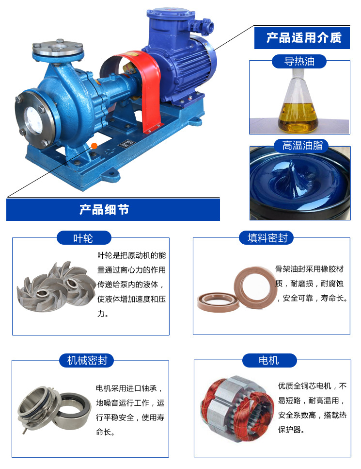 厂家直供 RY系列耐高温导热油离心泵 RY32-32-160型导热循环油泵示例图9